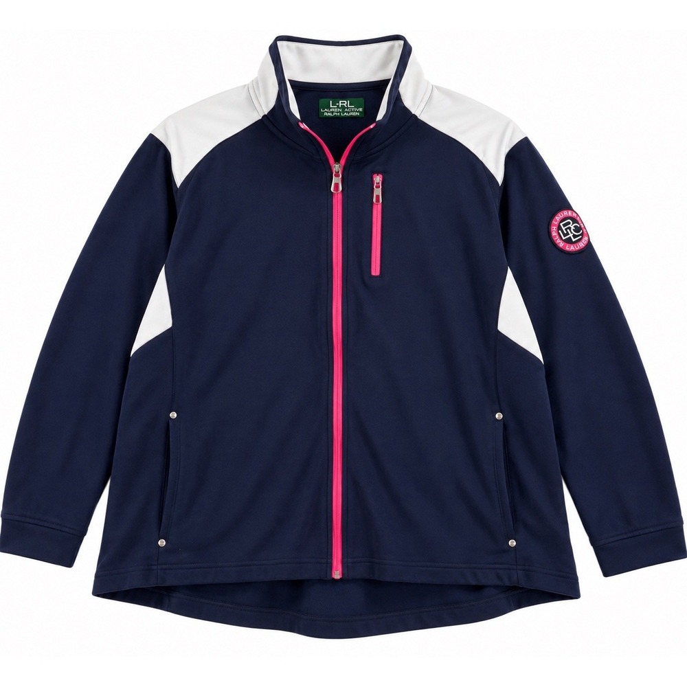 Lauren Ralph Lauren Active 3X Plus Lightweight Navy Colorblock Zip Jacket